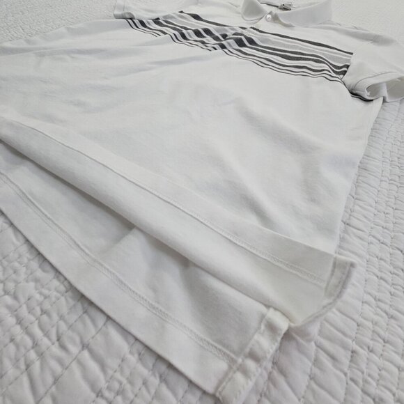 Calvin Klein Mercerized Slim Fit Men's Medium Polo Tennis Golf Shirt White Grey - Picture 2 of 13